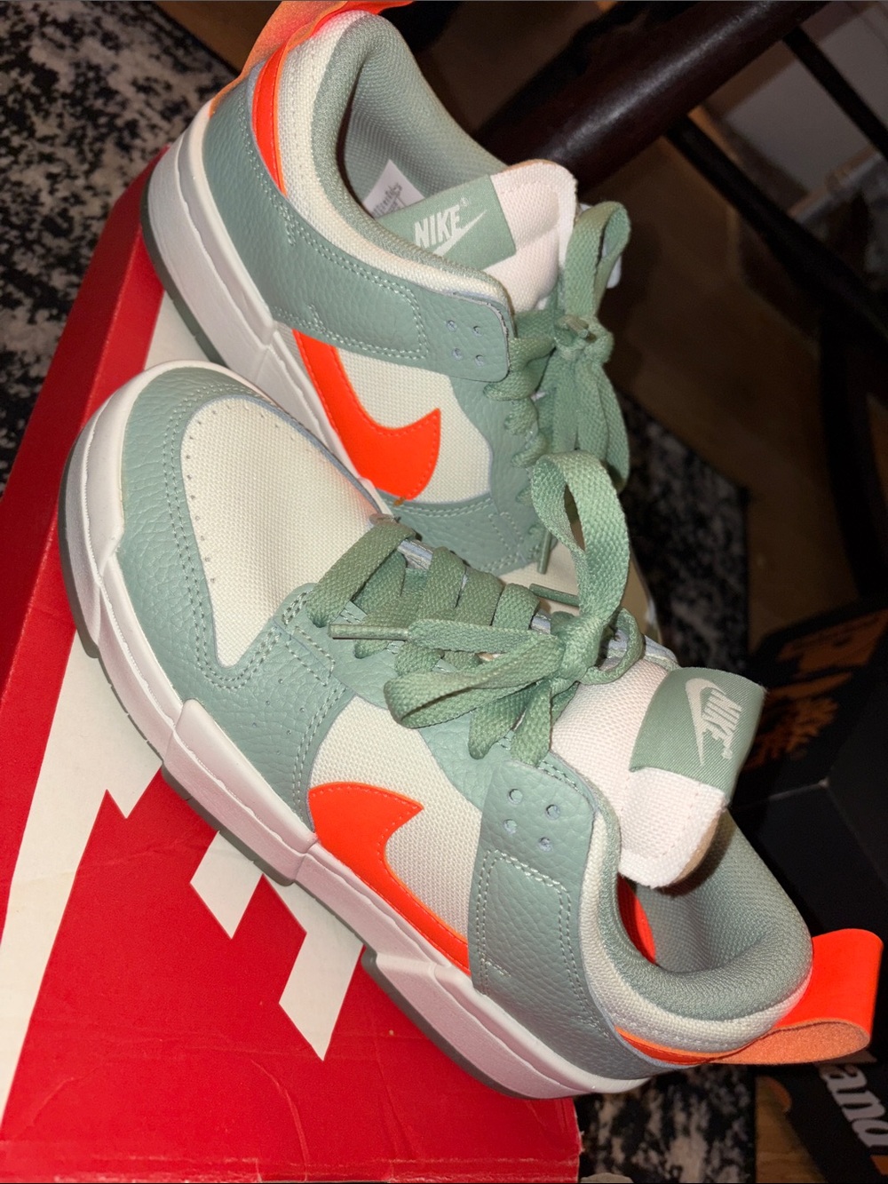 Nike  Disrupt Low-Top Sneakers - Mint Green with Bright Orange Swoosh